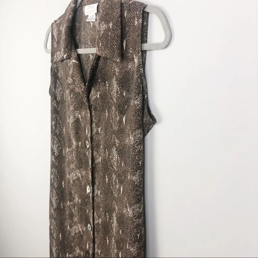 VOIR | Vintage Snakeskin Print Button Midi Dress M - Picture 3 of 8